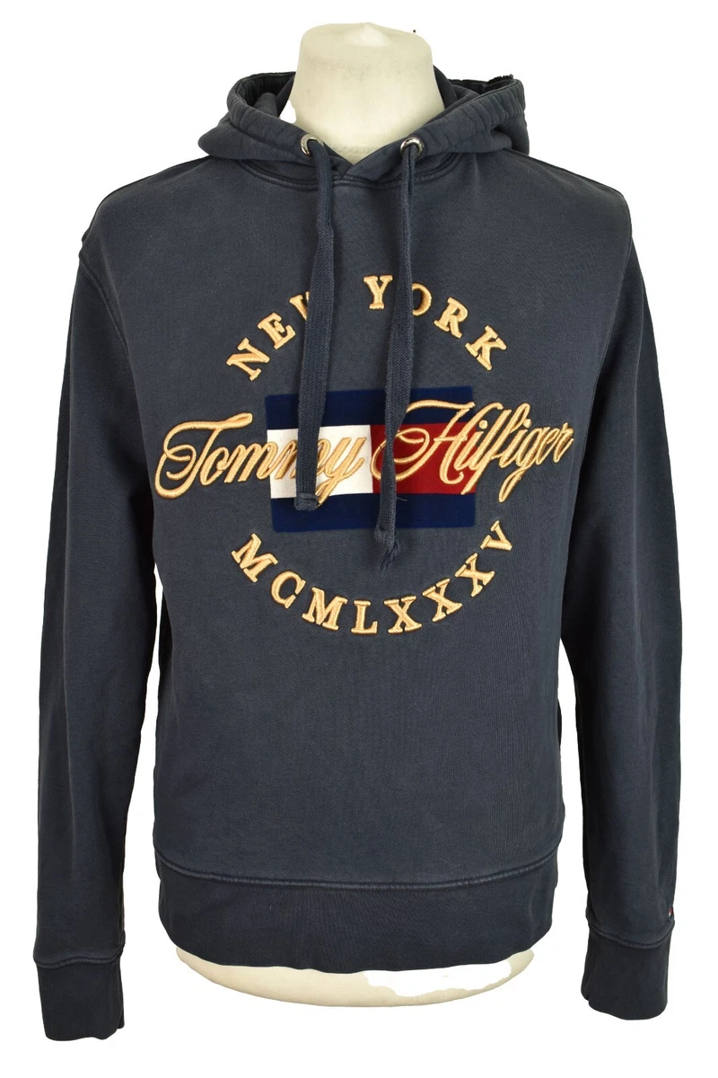 TOMMY HILFIGER Blue Hoodie size S Mens Pullover Outdoors Outerwear Menswear  | eBay