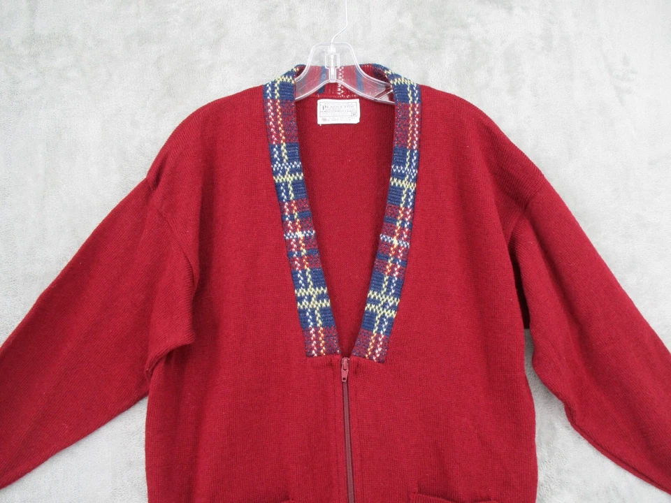 Vintage Pendleton Sweater Mens Medium Wool Cardigan Grandpa Pocket Preppy Plaid - Image 3 of 4