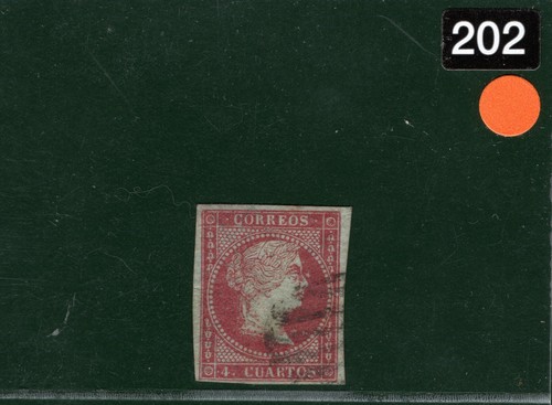 SPAIN Classic Scott.37a 4c Variety *GORREOS* Queen Isabella II Used ORANGE202 - Picture 6 of 6