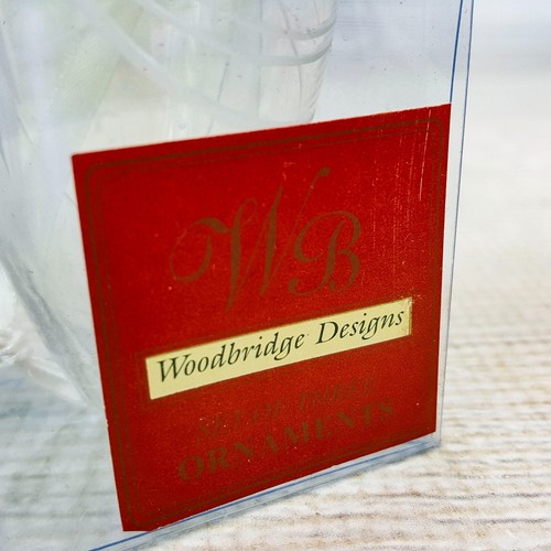 Vintage Woodbridge Designs Kugel Style 3 Iridescent Etched Glass Ornaments NEW - Picture 2 of 7
