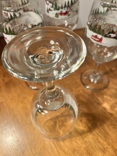 6/Vintage/Libby/winter/Christmas Snow Scene /Goblets 12 oz 7.5” Tall/mint - Picture 11 of 12