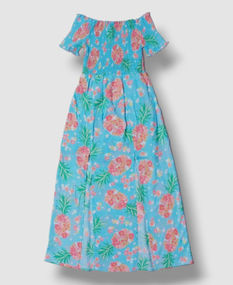 $53 Epic Threads Kid's Girl's Blue Off-The-Shoulder Floral Challis Dress Size M