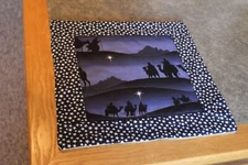 Blue Stars Wise Men  Christmas 14 X 14 New Handmade Mini Table Runner Topper