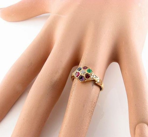 DIVINE 9K 9CT GOLD REGARDS CLUSTER ART DECO INS RING FREE RESIZE - Picture 5 of 6