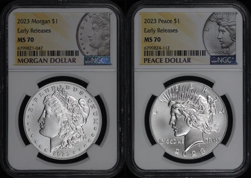 2023 Morgan & Peace Dollar Set NGC MS-70 Early Release