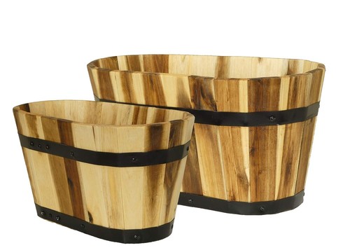 Blumentopf Aus PP-Harz Im Holzfass-Look – Retro Pflanzkübel Mit Drainage, 19x14,5x12 Cm Für Balkon & Garten