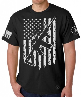 AR-15 American Flag T-SHIRT ~ Gun Rights Tee ~ 2nd Amendment Don't Tread