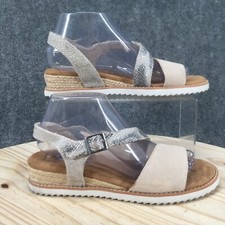 Bobs from Skechers Sandals Womens 7.5 Desert Kiss Slingback Tan Buckle Snakeskin