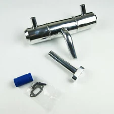 Silver Twin Tuned Exhaust Pipe for HPI 5T 5B 5SC KM Rovan Baja Buggy Truck Car