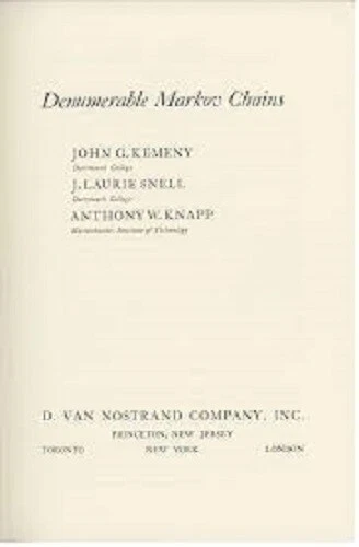 John G. Kemeny et. al.~DENUMERABLE MARKOV CHAINS~RARE 1966 1ST/DJ