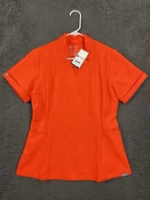 NEW FIGS Women's Inala Slim Fit Scrub Top Neon Orange Size S Collar V Neck NWT