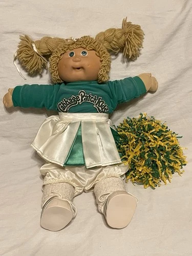 Vintage 1984 Cabbage Patch Kids Cheerleader Doll Green and White Outfit