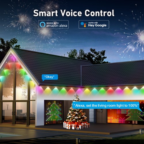 100FT Permanent Outdoor Eaves Light Smart RGB IC Waterproof With APP Control Kit - Picture 12 of 18