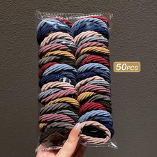 50pcs Colorful Hair Ties Korean Style Trendy Colorful Comfort Hair Accessories - Image 4
