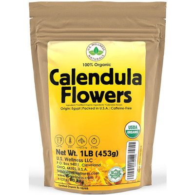Calendula Tea 1LB 100% CERTIFIED Organic Whole Flower Herbal Tea , Caffeine