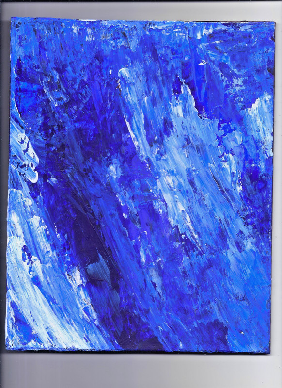 BLUE BLOODSTAINS - Painting 8x10 Abstract Dada Surrealism Acrylic Canvas