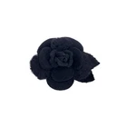 Vintage Chanel Black Wool Camellia Flower Brooch