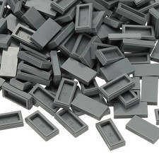 370 Pcs 1x2 Square Dark Gray Flat Blocks Bulk for Building Floor