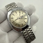 Vintage 1977 Timex Viscount 47952 Automatic 38mm Silver Dial Day Date - Works