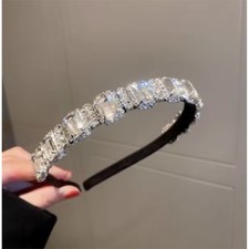 Shiny Full Rhinestone Headbands Sqaure Leaf Crystal Hairbands Headwear for Women