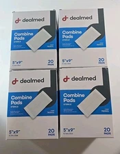 Lot Of 4 Dealmed 5" x 9" Abdominal (ABD) Combine 20 Pads, Sterile, 80 Pads Total