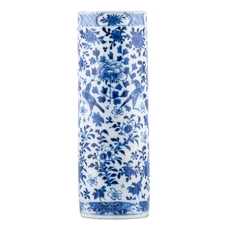 Chinese Guangxu Porcelain Sleeve Vase Blue White Birds Qing Kangxi Marks 19th C