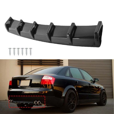 For Audi A3 A4 A5 A6 A7 A8 Rear Bumper Diffuser 6 Fins Splitter Spoiler Lip Body