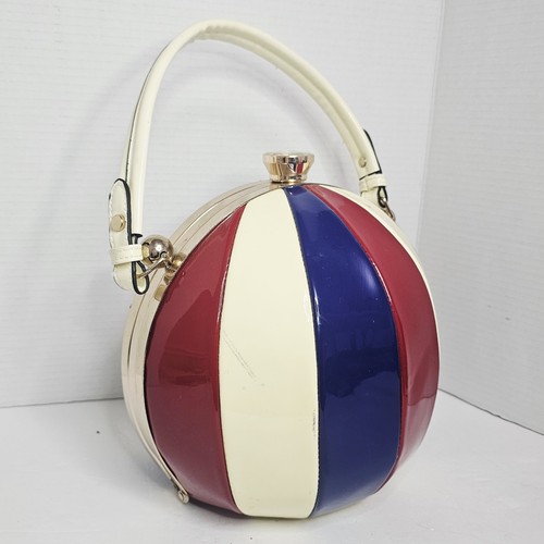 round purse patent leather Basketball handbag women Top Handle kiss lock Satchel - Picture 2 of 15