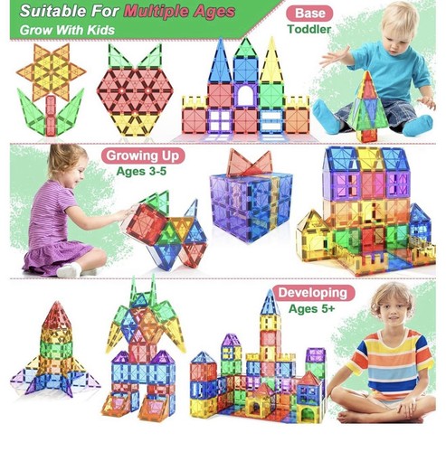 Magnetic Building Blocks Kids Magnetic Tiles Toddler Toys Games Sensory 32 pcs - Picture 5 of 7