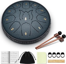 CAHAYA Steel Tongue Drum 11Notes - 6 Inch D Keysteel Hand Drum with Music Book,