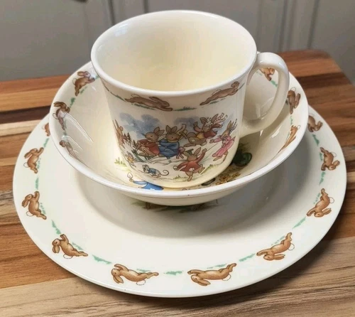 3-Piece Bunnykins Royal Doulton Cup Bowl and Plate Set English Fine Bone China