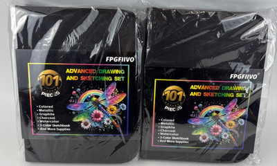 101 Pcs Sketch Art Set, Art Supplies with 3-Color Sketchbook and Tutorial-2 PACK