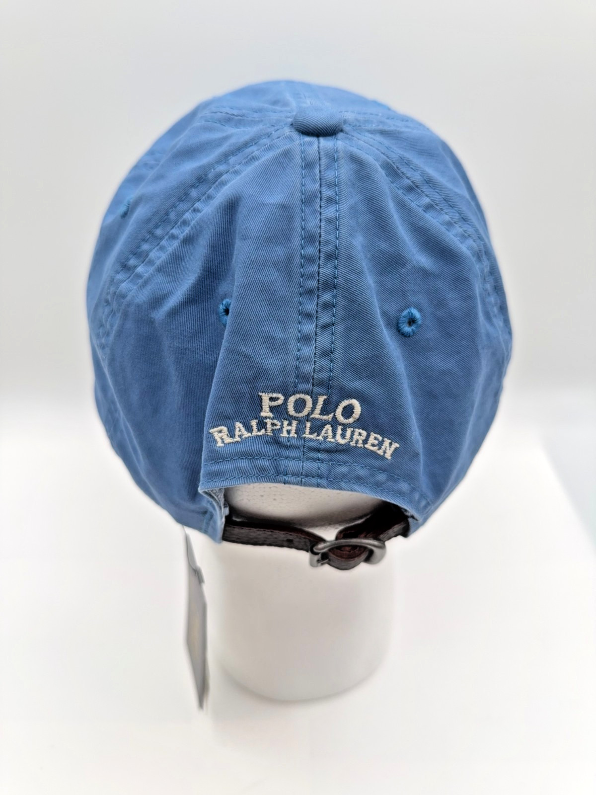 New Polo Ralph Lauren Men’s Blue Polo Player Dad Hat Leather Strapback Cap thumbnail 2