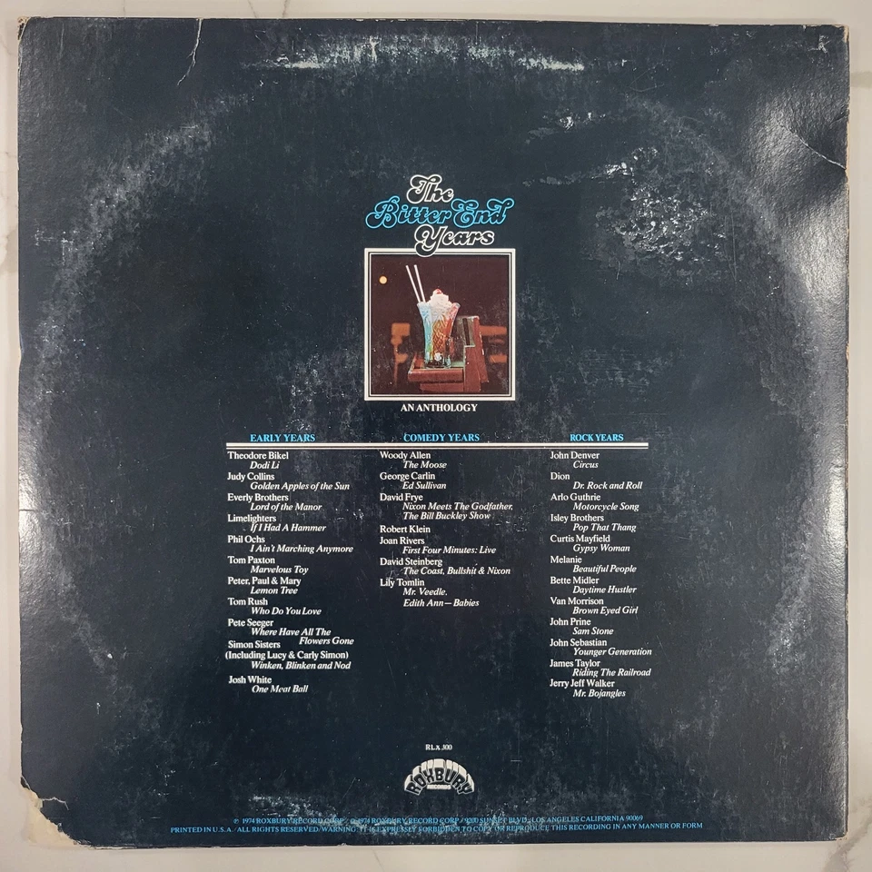 Various - The Bitter End Years Triple Vinyl LP - 1974 - Roxbury Records RLX 300 - Image 2 of 4