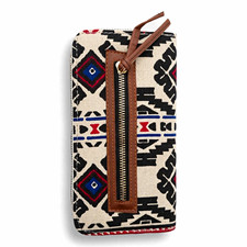 Women's Multicolor Aztec Geometric Zip-Around Wallet, Credit Card Folding