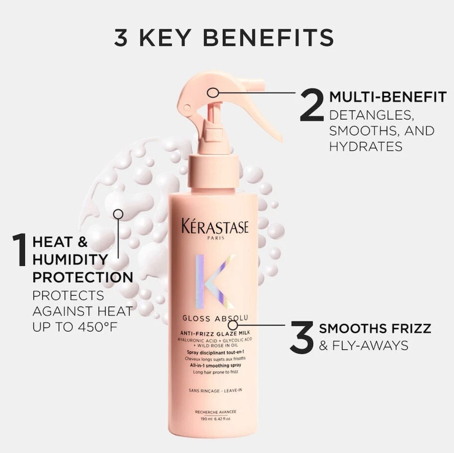 Kérastase Gloss Absolu | Leche Esmalte Anti-Frizz | Spray Suavizante Sin Enjuague | 190 ml Foto 3 de 4
