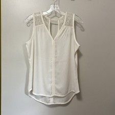 Banana Republic Large Ivory Lace Sleeveless Camisole Tank Top Shirt Blouse LP