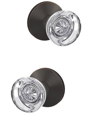 Schlage Hobson Glass Knob with Kinsler Trim, Aged Bronze FC21 HOB 716 KIN