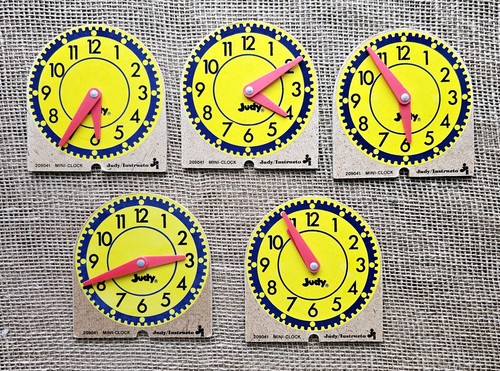 5 Vintage Judy Educational Aids Mini Clocks #209041