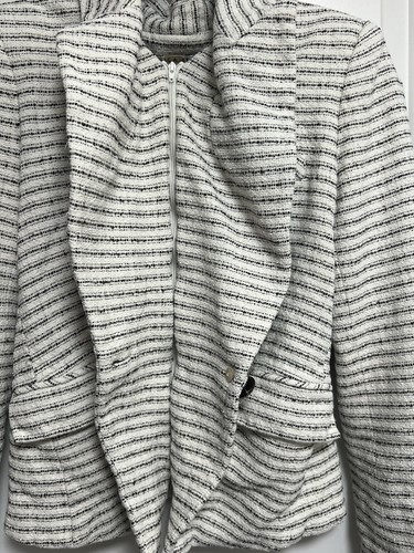 Veronica Beard Hosanna Black & White Striped Tweed Dickey Blazer Jacket size 4 - Picture 8 of 11