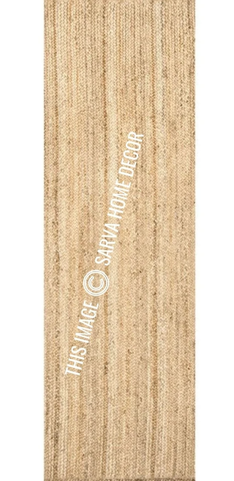 Natural Jute Stair Runner Carpet/ rug, Non-Slip Woven Hallway Stair Tread Rug - Image 3 of 4