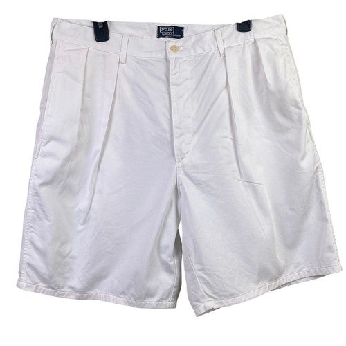 VTG Polo By Ralph Lauren White Pleated Front Chino Bermuda Shorts 36 (35) USA