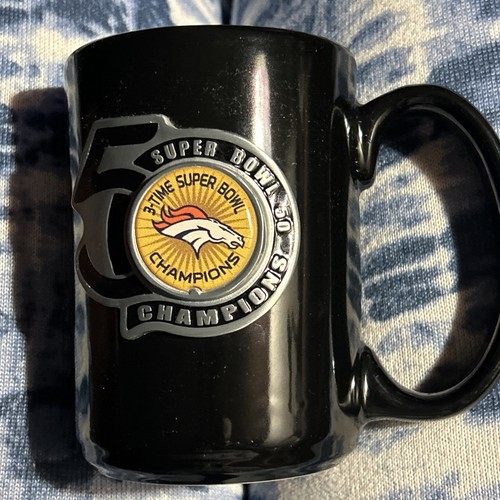 Denver Broncos Coffee Mug Cup Black Super Bowl 50 NFL Football Champions 15oz - Picture 2 of 5