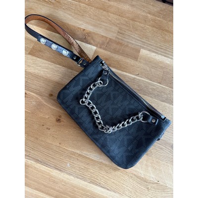 Michael Kors Signature Logo Pull Chain Belt Bag Fanny Pack Black S 