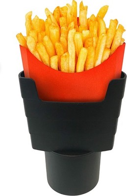 Fries on The Fly' Universal Car French Fry Holder for Cup Holder - Perfect White