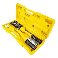 JEGS 81791 Hydraulic Wire Crimping Tool Crimps AWG Sizes 0 to 14 Gauge Wire Blac