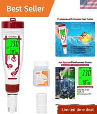 Digital Salinity and Ph Tester for Saltwater Pool, HOICATED 5 in 1 Ph Salt TDS E