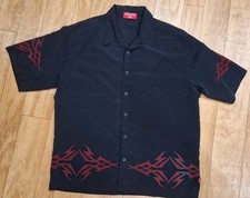 Vintage Y2K JNCO Jeans Black Red Tribal Button Up Shirt Men's XL READ