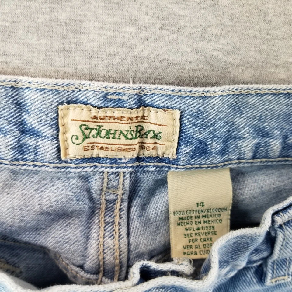 Pantalones de mezclilla para mujer St. Johns Bay talla 14 de colección lavado claro 100 % algodón Normcore lindos de moda Foto 3 de 4