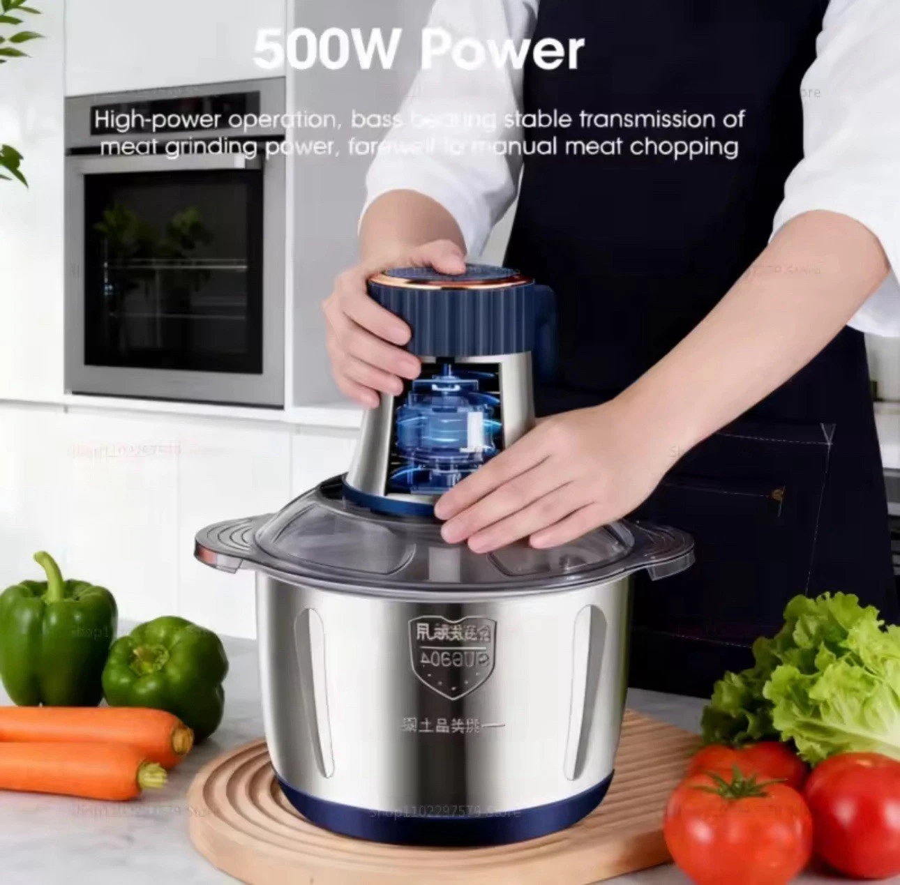 Electric Meat Grinder 304 Stainless Steel Food Processors Crusher Multifunctiona